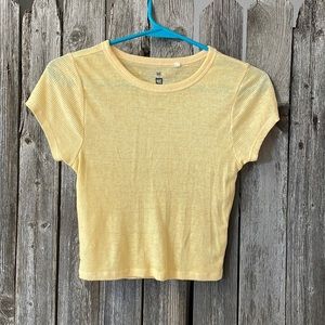 Small, Short sleeve, ribbed, light yellow top